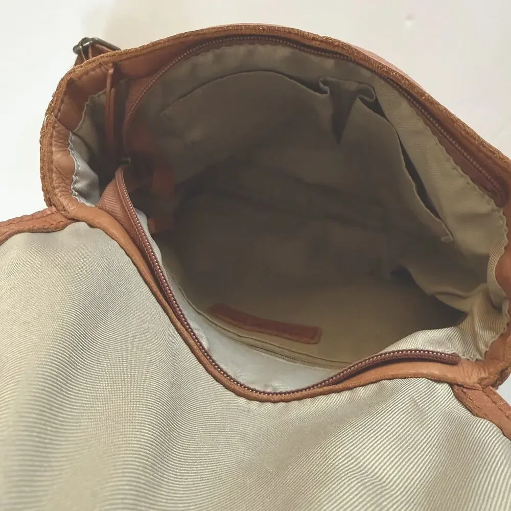 American Leather Company Co Cognac Brown Leather Backpack Purse Bag Day Trip